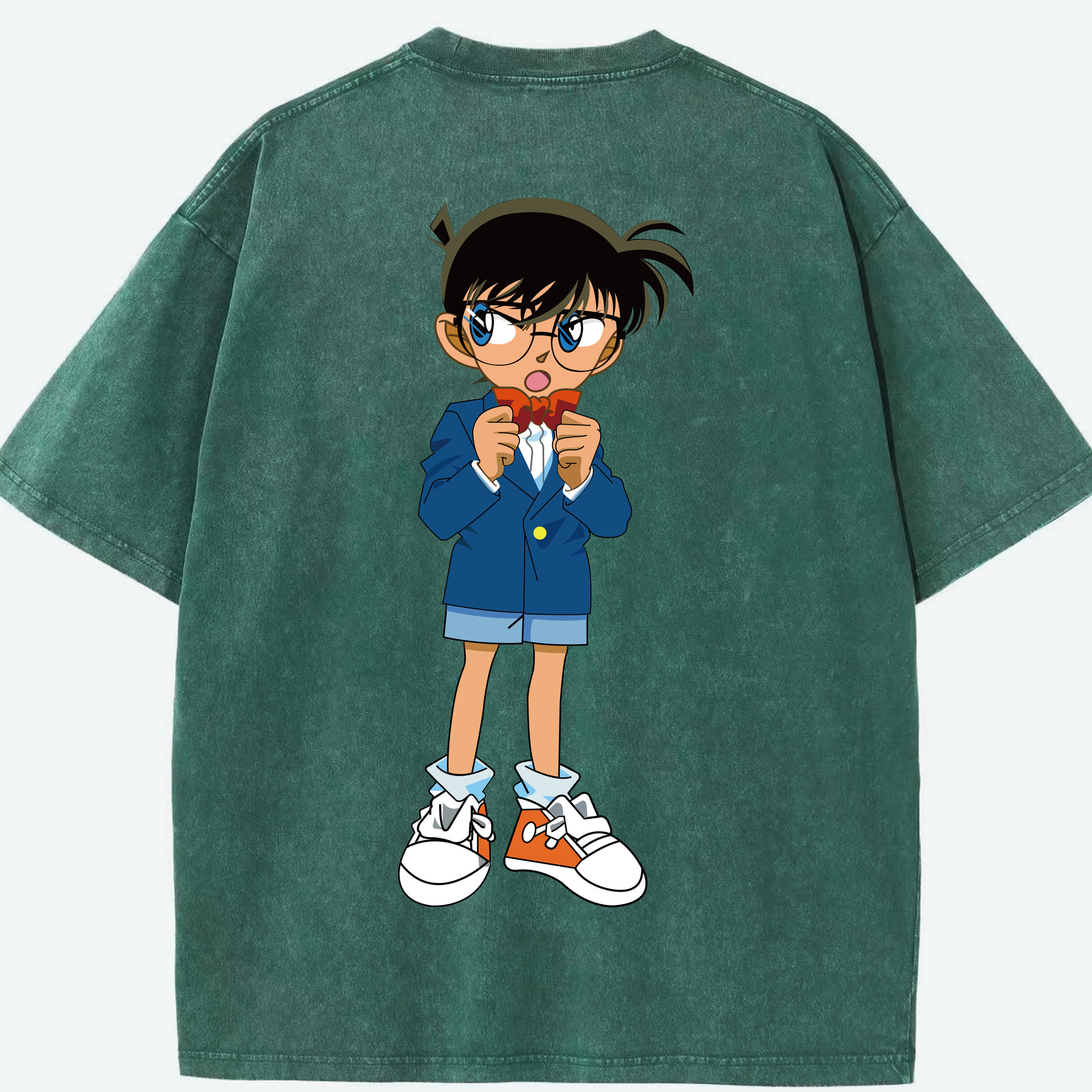 （画像用） 名探偵コナン 江戸川 コナン Detective Conan Conan Edogawa 綿100% ヴィンテージ風 半袖Tシャツ（背面プリント）